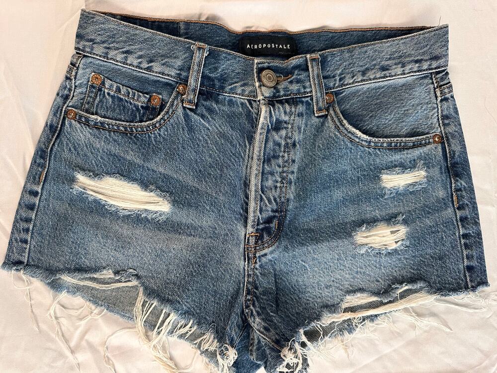Aeropostale Boyfriend Denim Shorts Womens 2 Distressed Frayed Y2K Cutoff